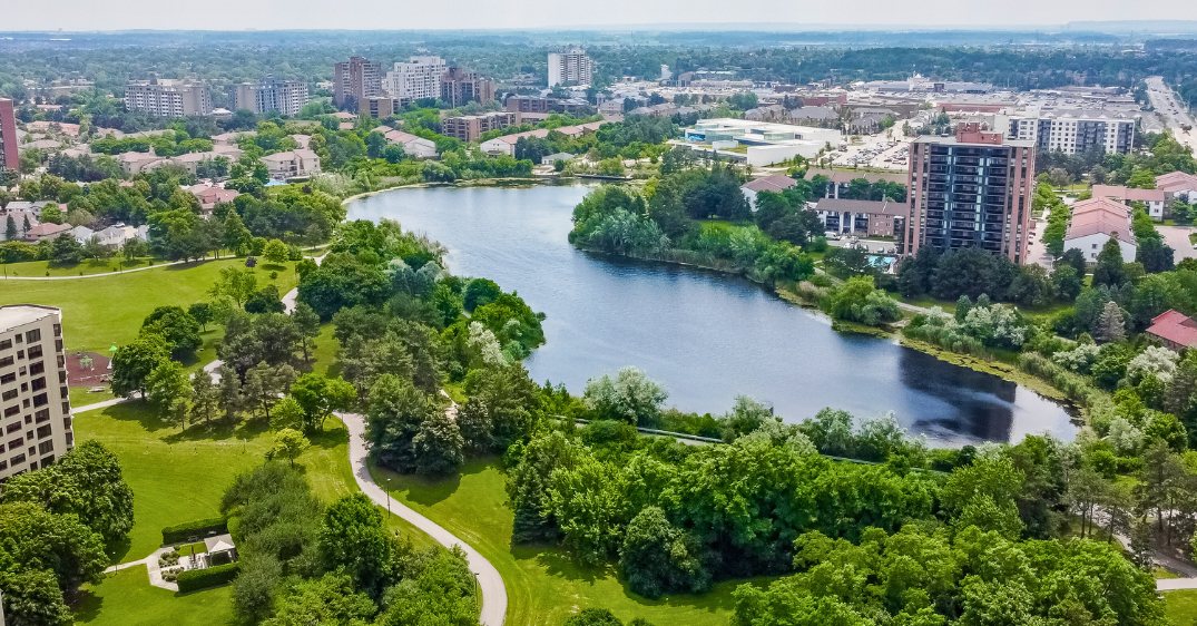 Aerial view of Lake Aquitaine Park.